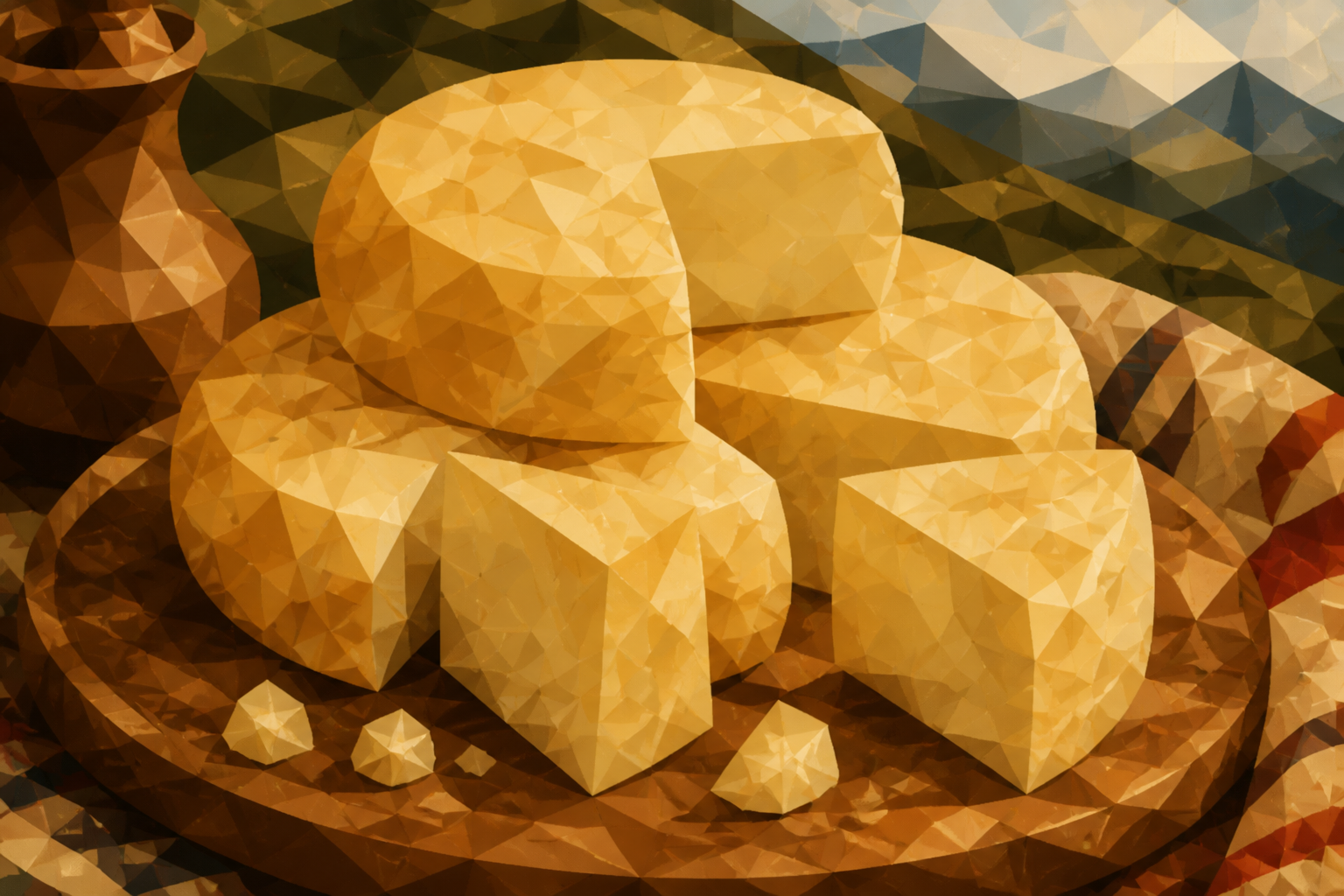 Polygon painting of Livanjski sir highland cheese from Livno