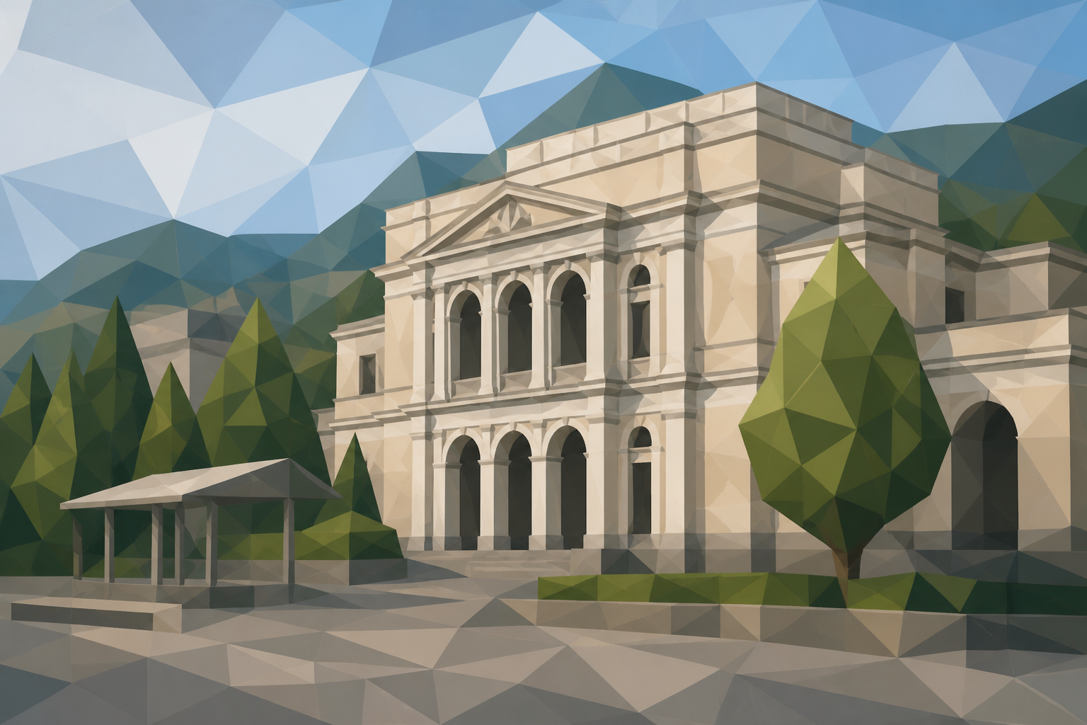 Polygon painting of the Museum of East Bosnia in Tuzla