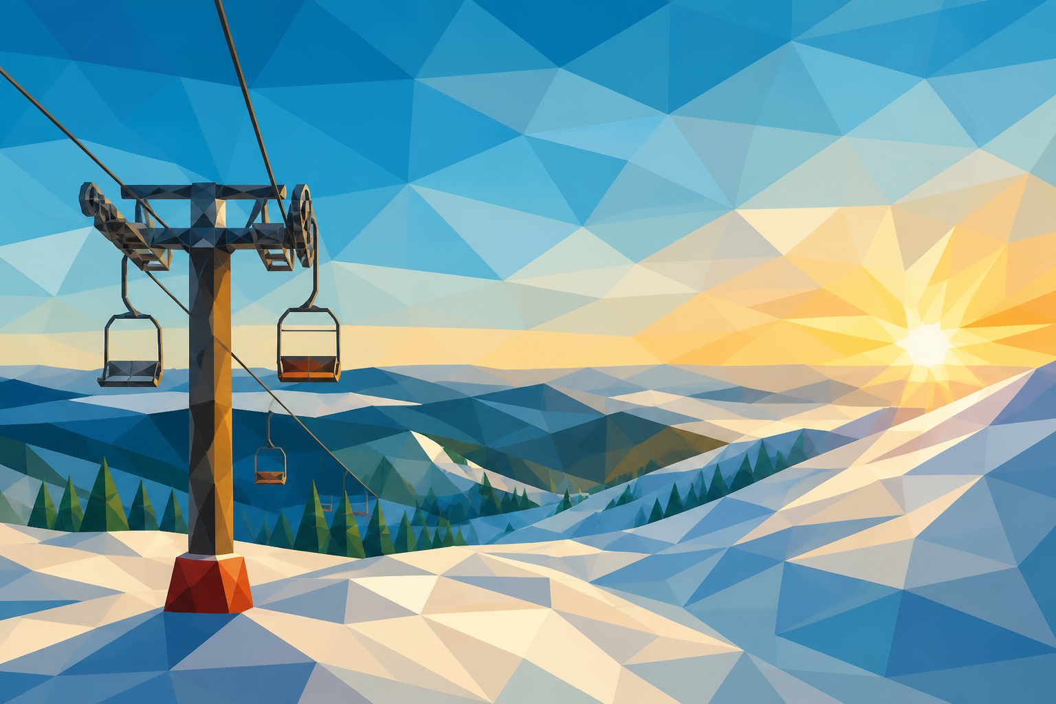 Polygon painting of Jahorina mountain under a broad sky