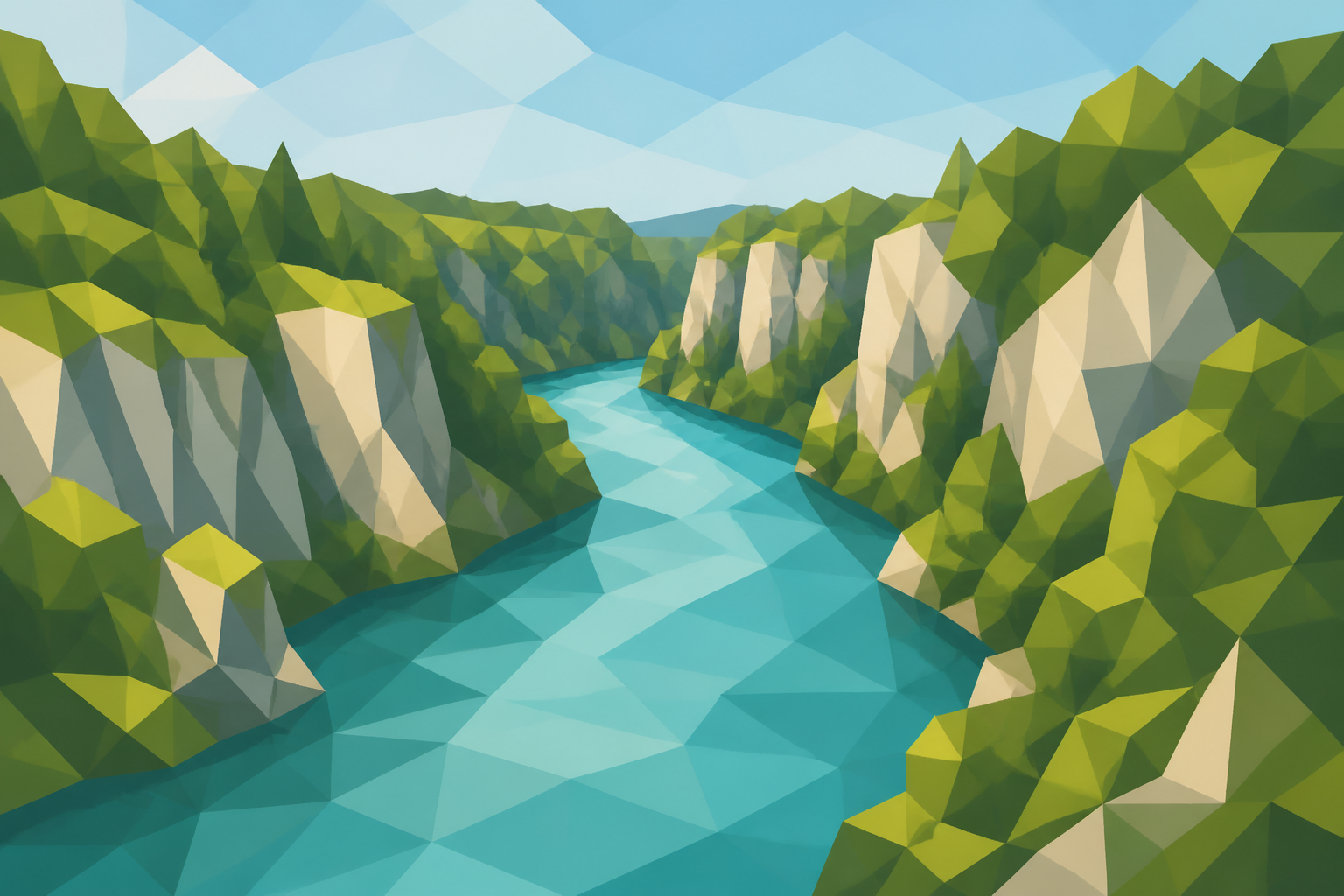 Polygon painting of the Vrbas River in Banja Luka