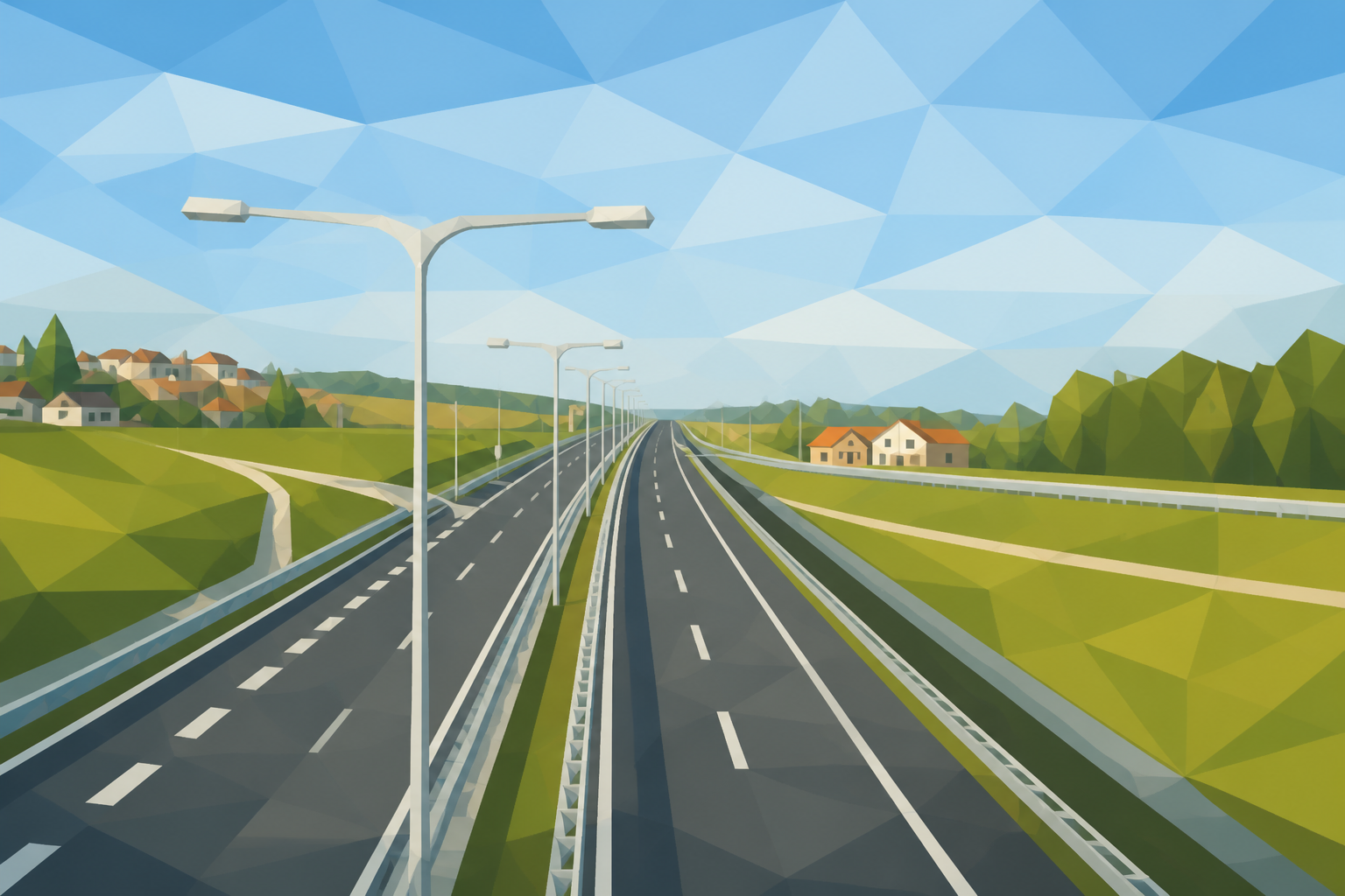 Polygon painting of a motorway section near Banja Luka