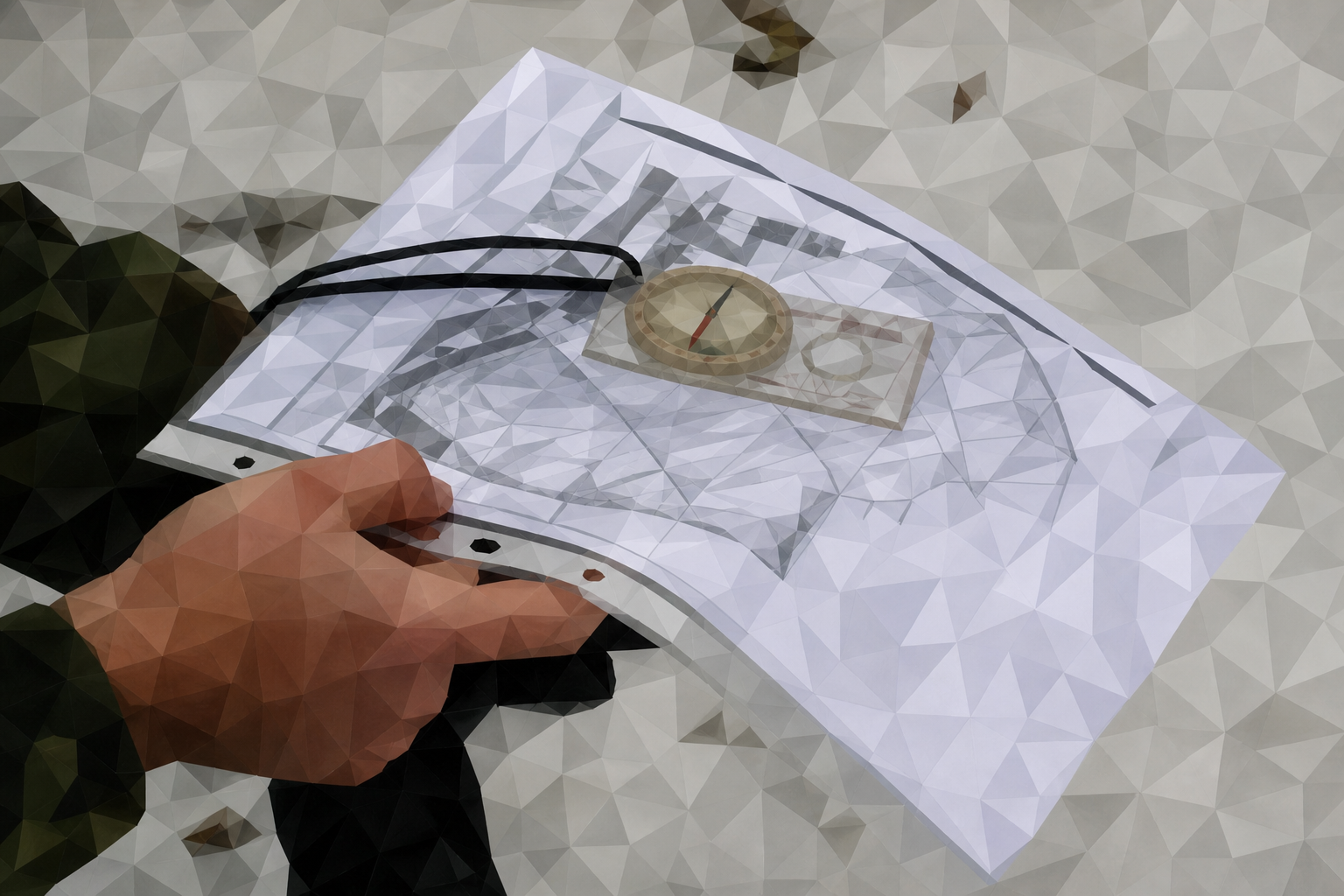 Polygon painting of a map for weekend planning matching the Commons source photo.